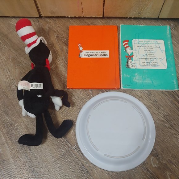 Cat in the Hat plush/2 Dr Suess books one hardback one paperback /dish plate - Picture 6 of 15
